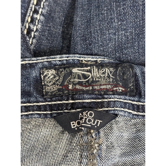 Silver Jeans Co Aiko Bootcut Distressed Thick Stitch Embroidered W32 L33 - Picture 5 of 6